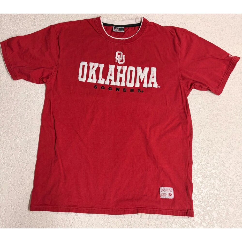 Oklahoma Sooners Colosseum Athletics Appliqué T-Shirt XL Crimson Y2K